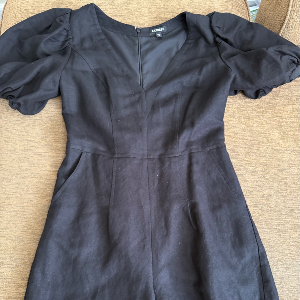 Express Black Puff Sleeve Romper Women’s Size Small
